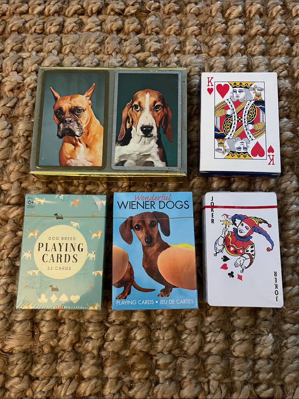 Set of 5 mixed dog playing cards